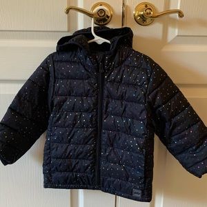 GAP toddler girls size 4 light down like heart puffer.  Like new.